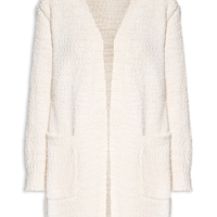Cardigã Feminino Tricot Texturizado Alongado - Branco