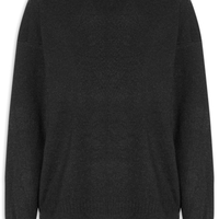 Suéter Feminino Bicolor Em Tricot - Preto