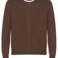 Cardigã Feminino Tricot Detalhe Bicolor - Marrom