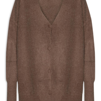 Cardigã Feminino Tricot Oversized Texturizado - Marrom