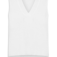 Colete Feminino em Tricot Gola V Branco