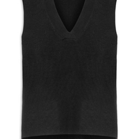 Colete Feminino em Tricot Gola V Preto