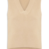 Colete Feminino em Tricot Gola V Bege