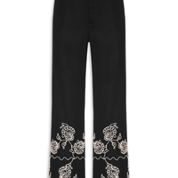 Calça Feminina Pantalona Bordada Preto