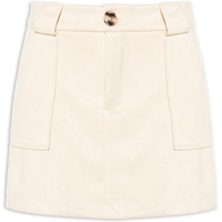 Short Saia em Suede com Bolsos Bege