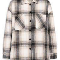 Camisa Feminina Flanela Xadrez - Cinza