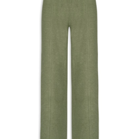 Calça Reta em Malha Tricot com Nervura Feminina Verde