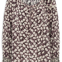Bata Feminina Decote V Estampada - Roxo
