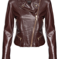 Jaqueta Feminina De Couro Motor Clássica Color - Marrom
