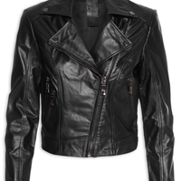 Jaqueta Feminina De Couro Perfecto Classica - Preto