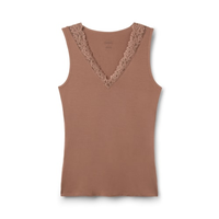 Regata Em Modal e Renda Pretty Flower - Marrom