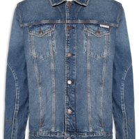 Jaqueta Masculina Jeans Over Recorte Manga - Azul