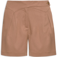 Short Feminino Com Cós Assimétrico - Marrom