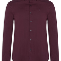 Camisa Manga Longa Tricoline Elastano Lisa - Vermelho