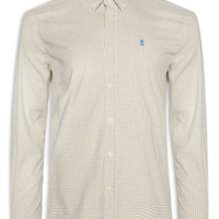 Camisa Masculina ML Vichy Bicolor - Bege