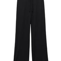 Calças Pantalona Em Modal Com Cashmere Ultralight - Preto
