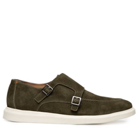 Sapato Masculino Monk Strap Em Couro Camurça - Verde