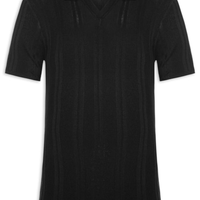 Polo Masculina Em Tricot Com Gola Colômbia - Preto