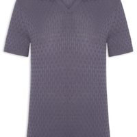 Polo Masculina Em Tricot Com Gola Colômbia - Cinza