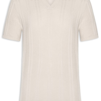 Polo Masculina Em Tricot Com Gola Colômbia - Bege
