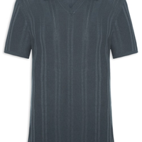 Polo Masculina Em Tricot Com Gola Colômbia - Cinza