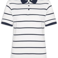 Polo Masculina Meia Malha Fio Tinto Azul