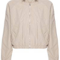Jaqueta Feminina Bomber Com Capuz - Bege