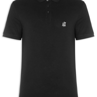 Pólo Masculina Manga Curta AX Bordado Lateral - Preto
