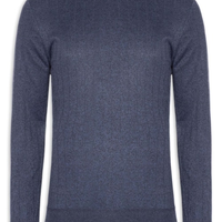 Suéter Masculino Gola Careca Textura Listra - Azul