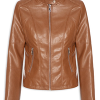 Jaqueta Feminina Biker Com Recortes - Marrom