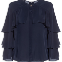 Camisa Feminina Nani Babados Azul
