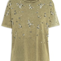 T-shirt Feminina Bordada Flores - Verde