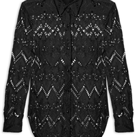 Camisa Feminina Bordado Gale - Preto