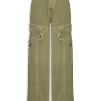 Calça Feminina Wide Leg Zíper E Lapela - Verde