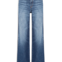 Calça Jeans Feminina Wide Leg Barra Desfiada - Azul