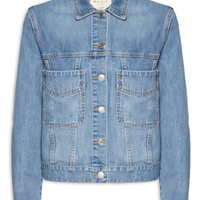 Jaqueta Feminina Jeans Gola Bordada - Azul