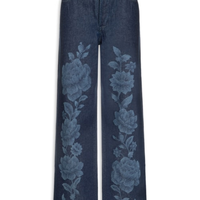 Calça Feminina Jeans Laser Floral - Azul