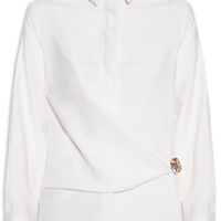 Camisa Feminina Oversized Com Transpasse - Off White