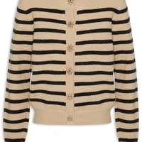 Cardigan Feminino Listrado Em Tricot Marrom