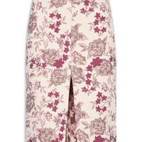 Saia Midi Com Fenda Em Jacquard - Rosa