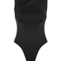 Body Feminino em Poliamida com Decote Assimétrico Preto