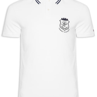 Polo Masculina Regular Fit Gola Friso Duplo e Brasão Branco