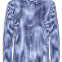 Camisa Masculina Relaxed Fit Xadrez Com Bolso - Azul