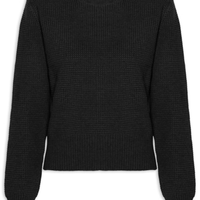 Suéter Feminino Tricot Texturizado Oversized - Preto