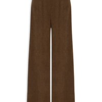 Calça Feminina Pantalona Em Veludo Cotelê - Marrom