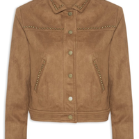Jaqueta Feminina em Suede com Tachas - Marrom