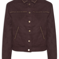 Jaqueta Feminina em Suede com Tachas - Vermelho