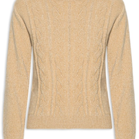 Suéter Feminino Trançado Em Tricot - Bege