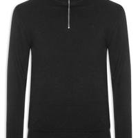 Suéter Tricot Masculino Meio Zíper - Preto