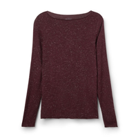 Blusa De Manga Comprida Em Modal Com Cashmere Lamê - Bordô